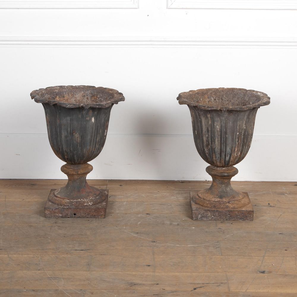 Pair of 19th Century Cast Iron Garden Urns DA8227299