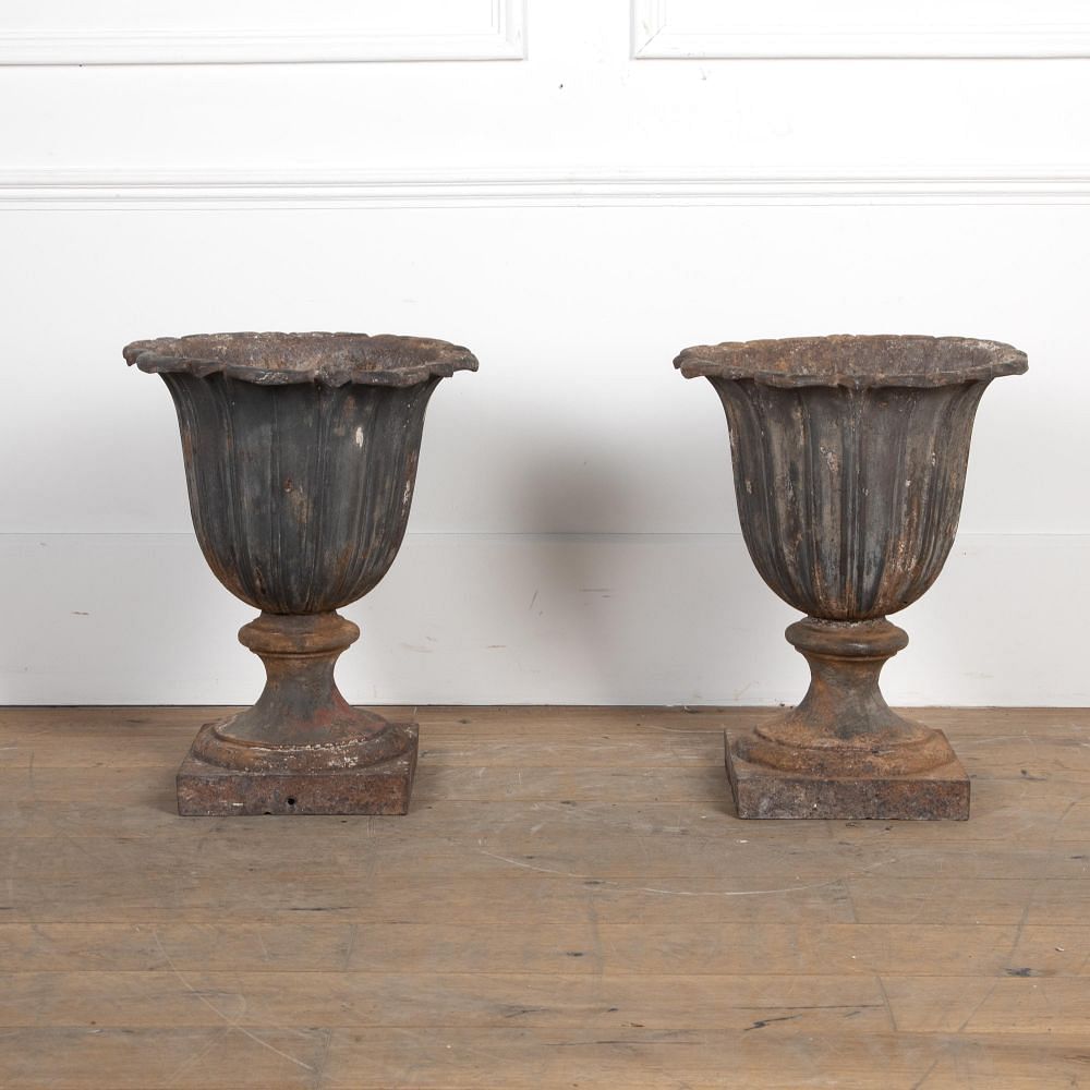 Pair of 19th Century Cast Iron Garden Urns DA8227299