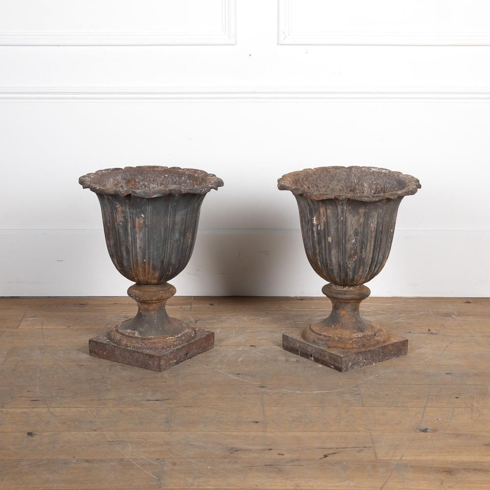 Pair of 19th Century Cast Iron Garden Urns DA8227299