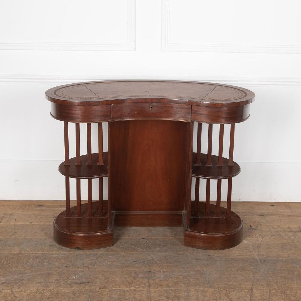 Early 20th Century Edwardian Mahogany Skeleton Kidney Desk DB6330122