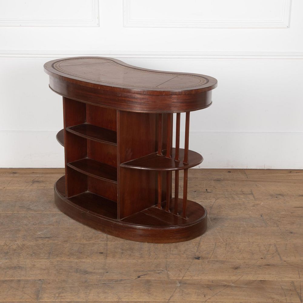 Early 20th Century Edwardian Mahogany Skeleton Kidney Desk DB6330122