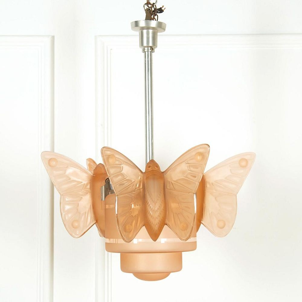 SALE: 20th Century French Art Deco Glass Butterfly Light LC159056