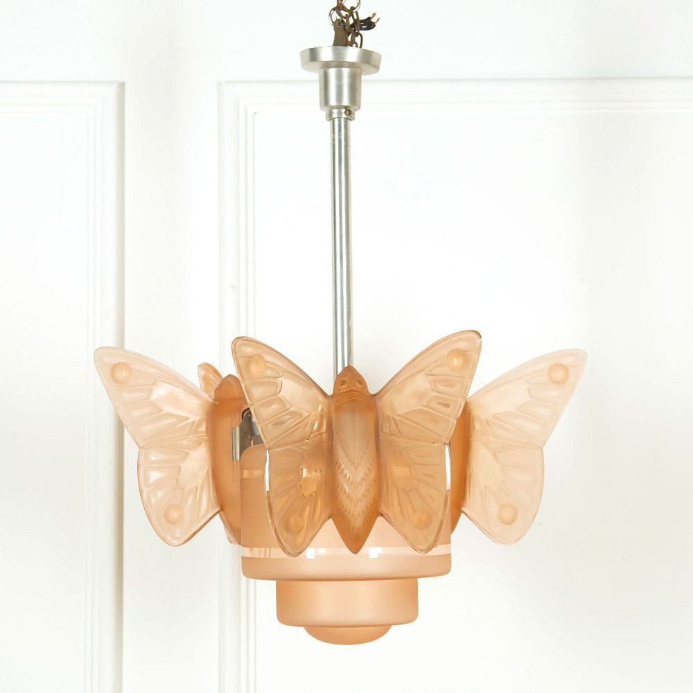 SALE: 20th Century French Art Deco Glass Butterfly Light LC159056