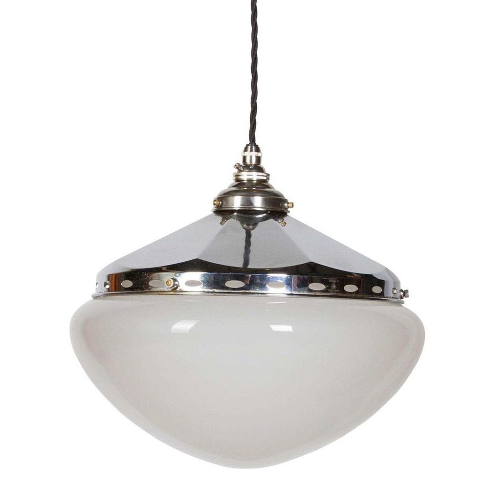 Mid-Century Chrome and Glass Etched Pendant LC2111675