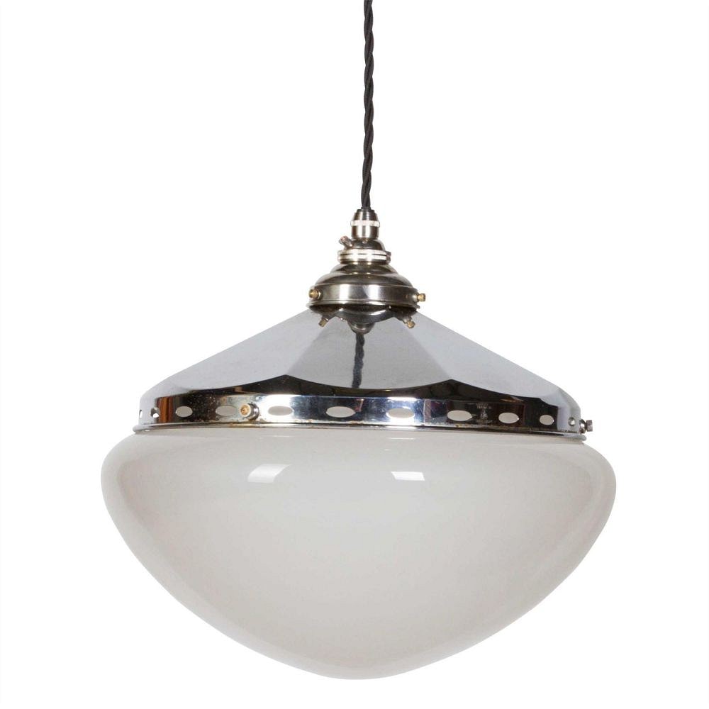 Mid-Century Chrome and Glass Etched Pendant LC2111675