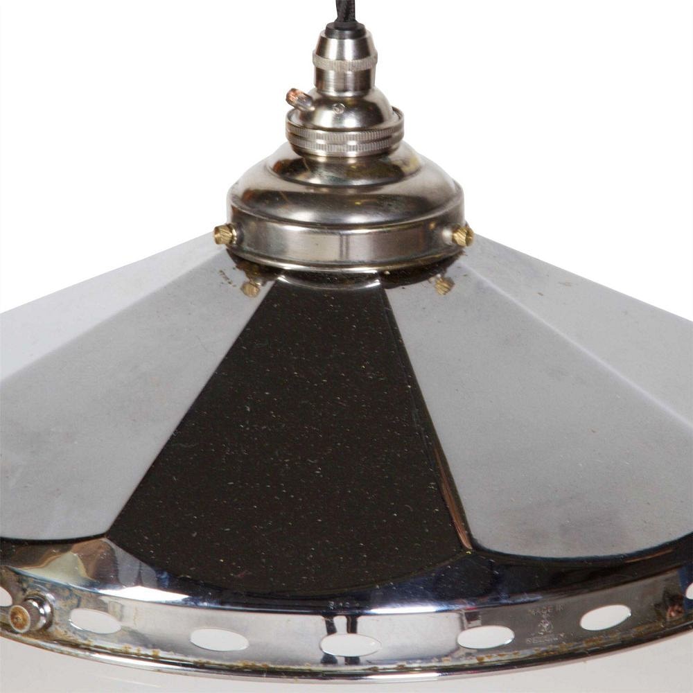 Mid-Century Chrome and Glass Etched Pendant LC2111675