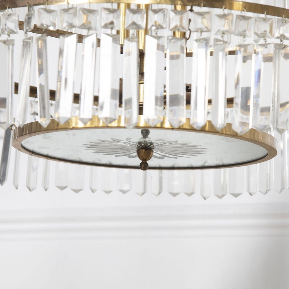 Pair of 20th Century Italian Brass Three Tier Chandeliers LC4132046