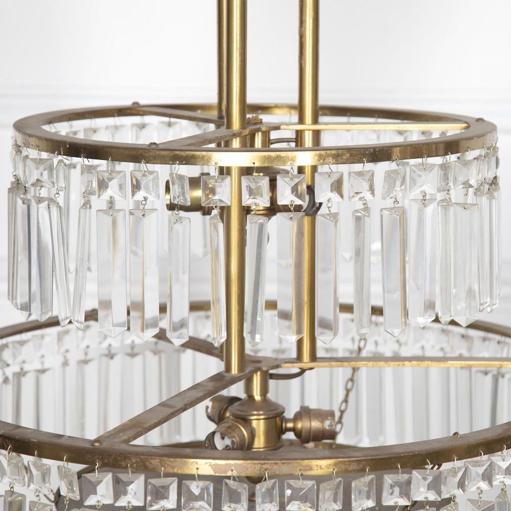 Pair of 20th Century Italian Brass Three Tier Chandeliers LC4132046