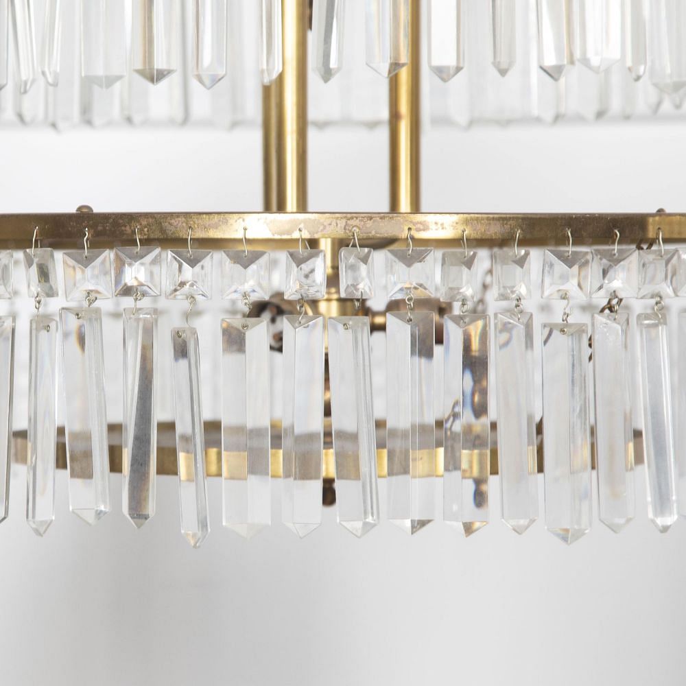 Pair of 20th Century Italian Brass Three Tier Chandeliers LC4132046