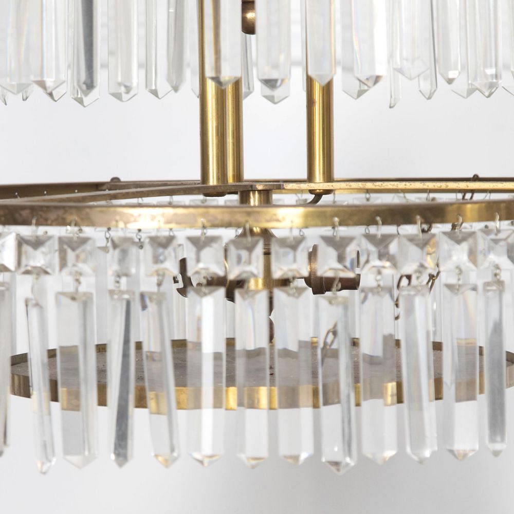 Pair of 20th Century Italian Brass Three Tier Chandeliers LC4132046