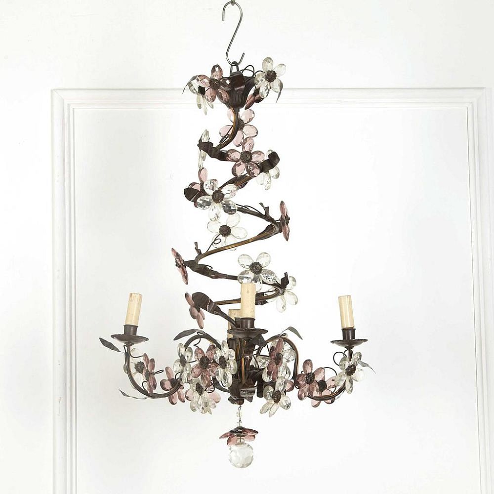 French Bronze and Glass Chandelier LC438389