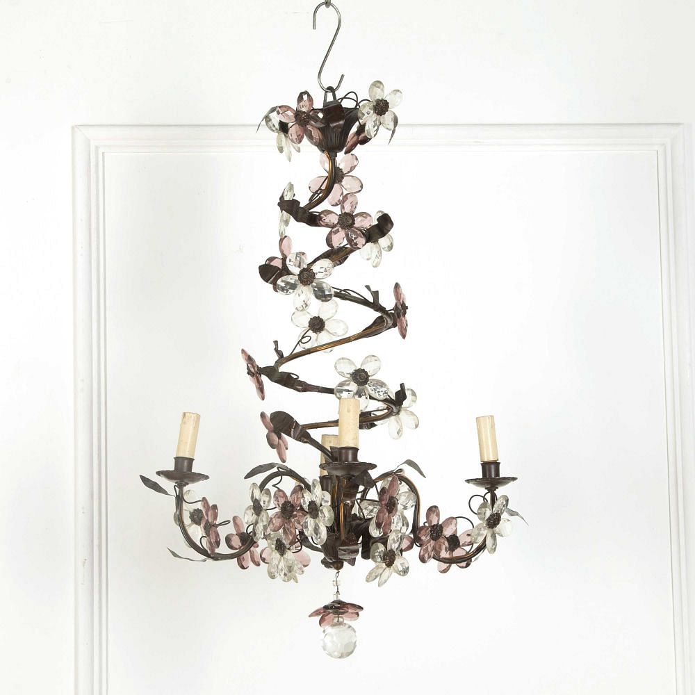 French Bronze and Glass Chandelier LC438389
