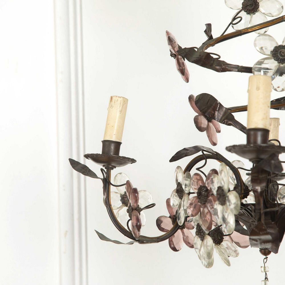 French Bronze and Glass Chandelier LC438389