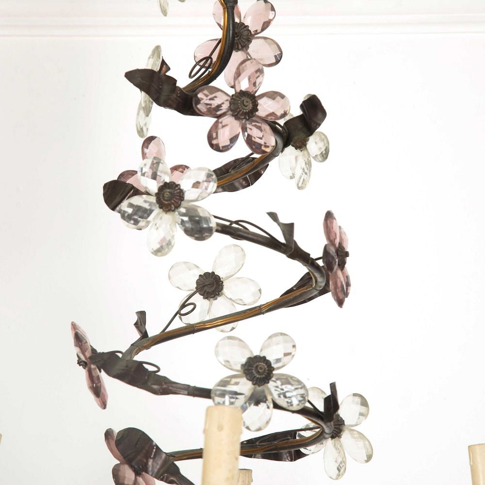 French Bronze and Glass Chandelier LC438389