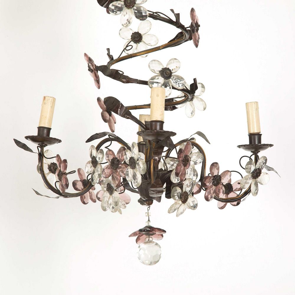 French Bronze and Glass Chandelier LC438389