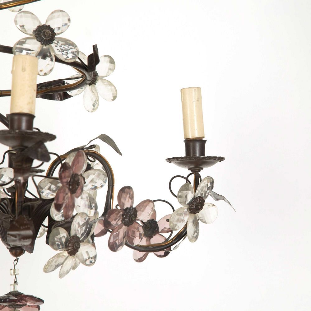 French Bronze and Glass Chandelier LC438389