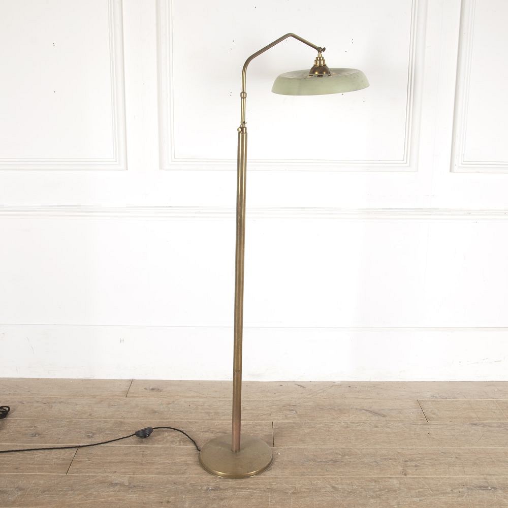 Italian Brass Floor Lamp with Green Tole Shade LF4812734
