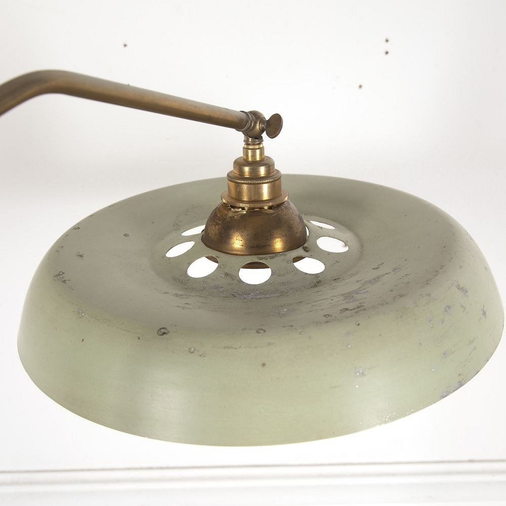 Italian Brass Floor Lamp with Green Tole Shade LF4812734