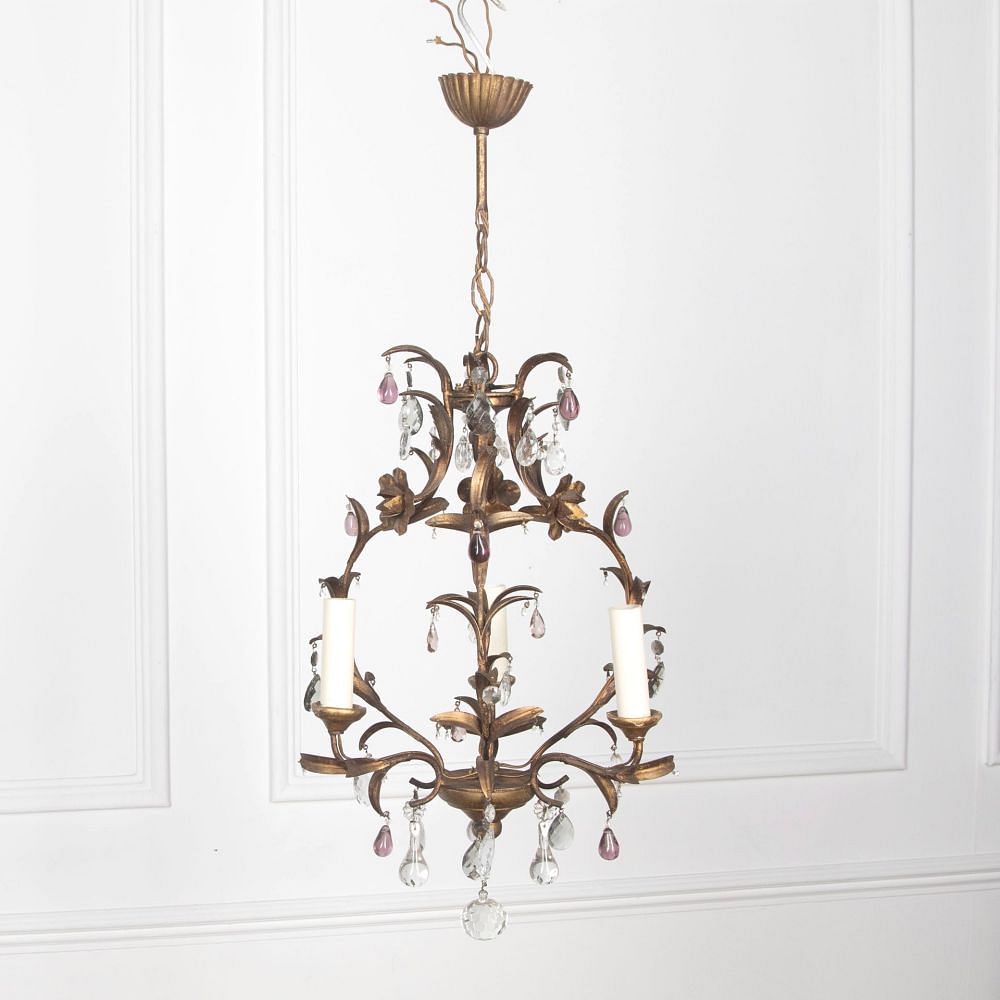 20th Century Pretty French Gilt Metal Chandelier LL1529895