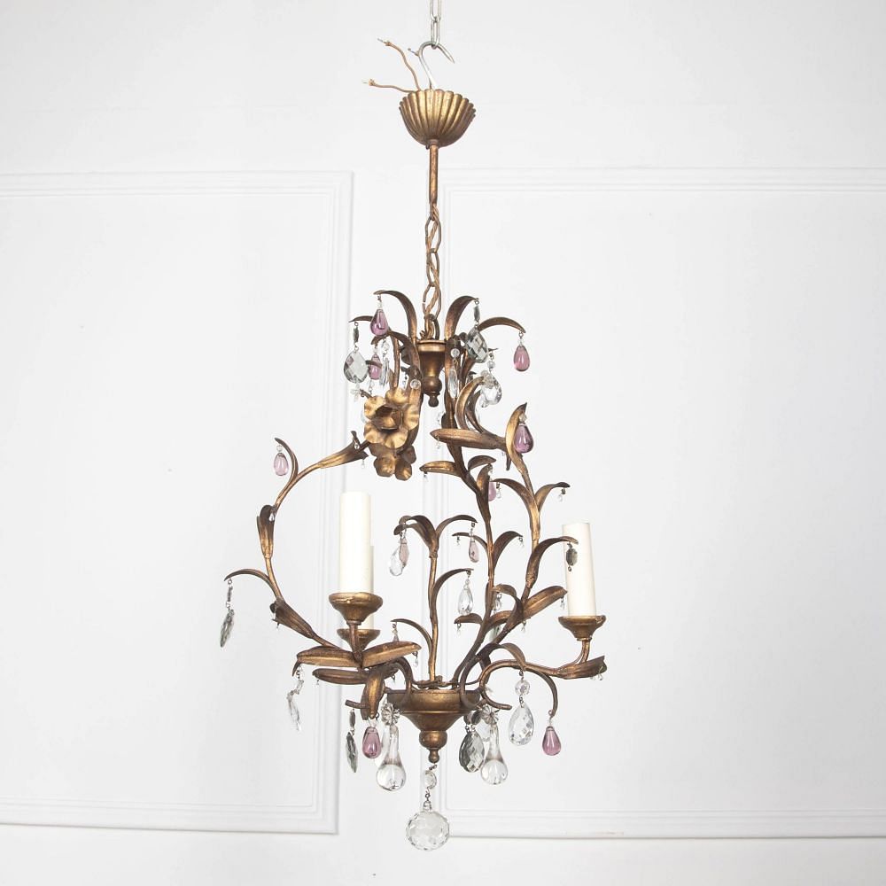 20th Century Pretty French Gilt Metal Chandelier LL1529895