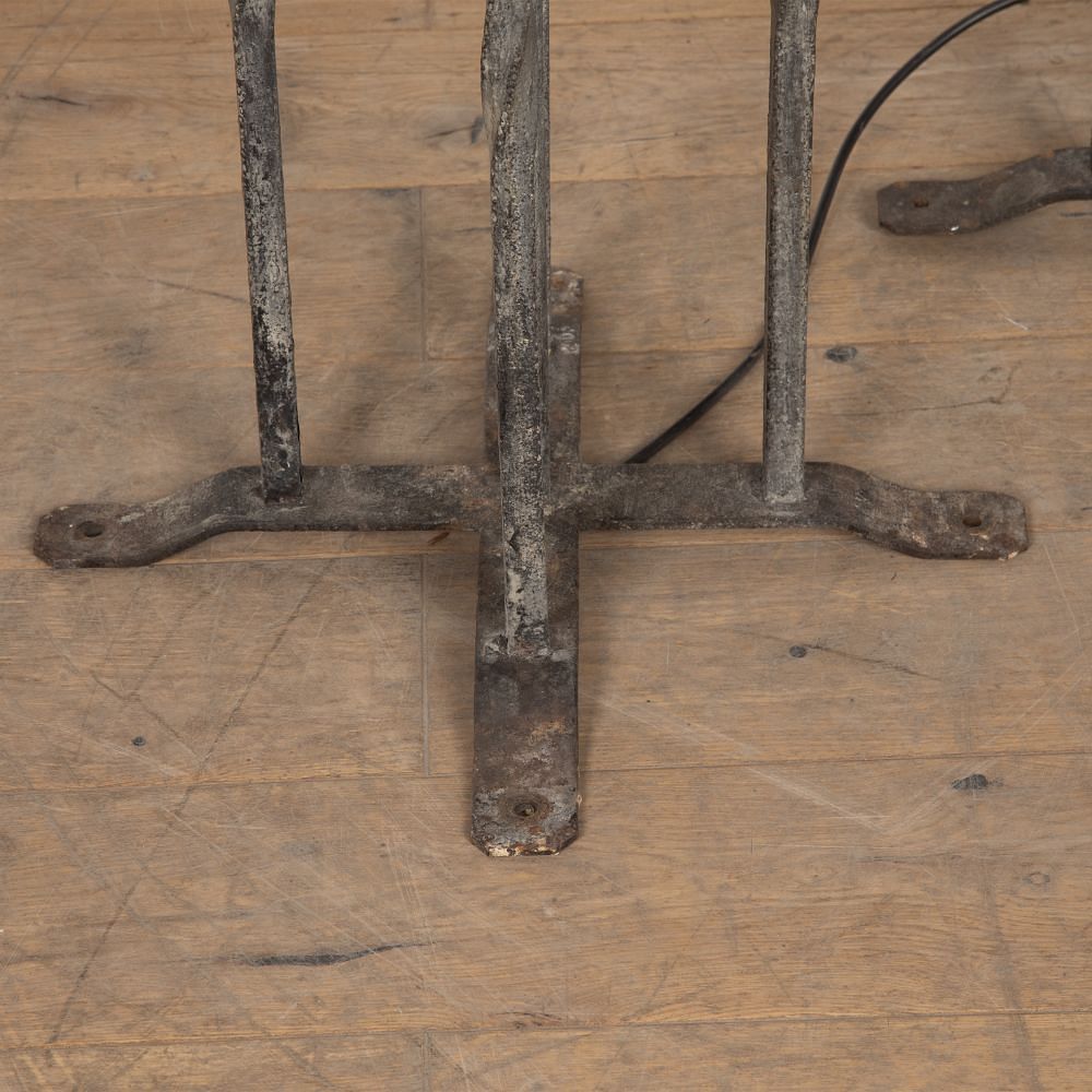 Pair of 20th Century Wrought Iron and Steel Column Lanterns LL3627435