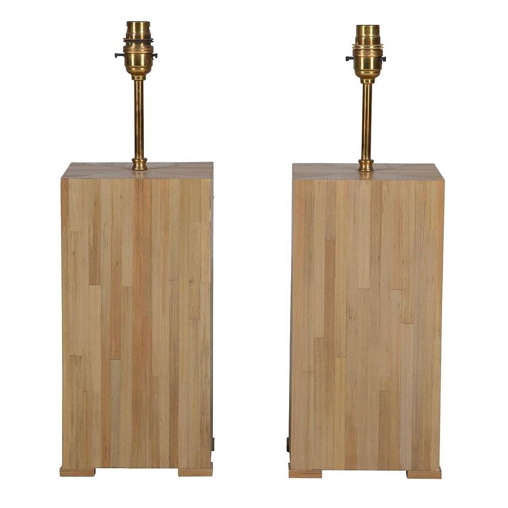 Pair of Straw Marquetry Lamps LT015299