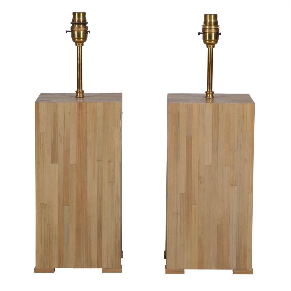 Pair of Straw Marquetry Lamps LT015299