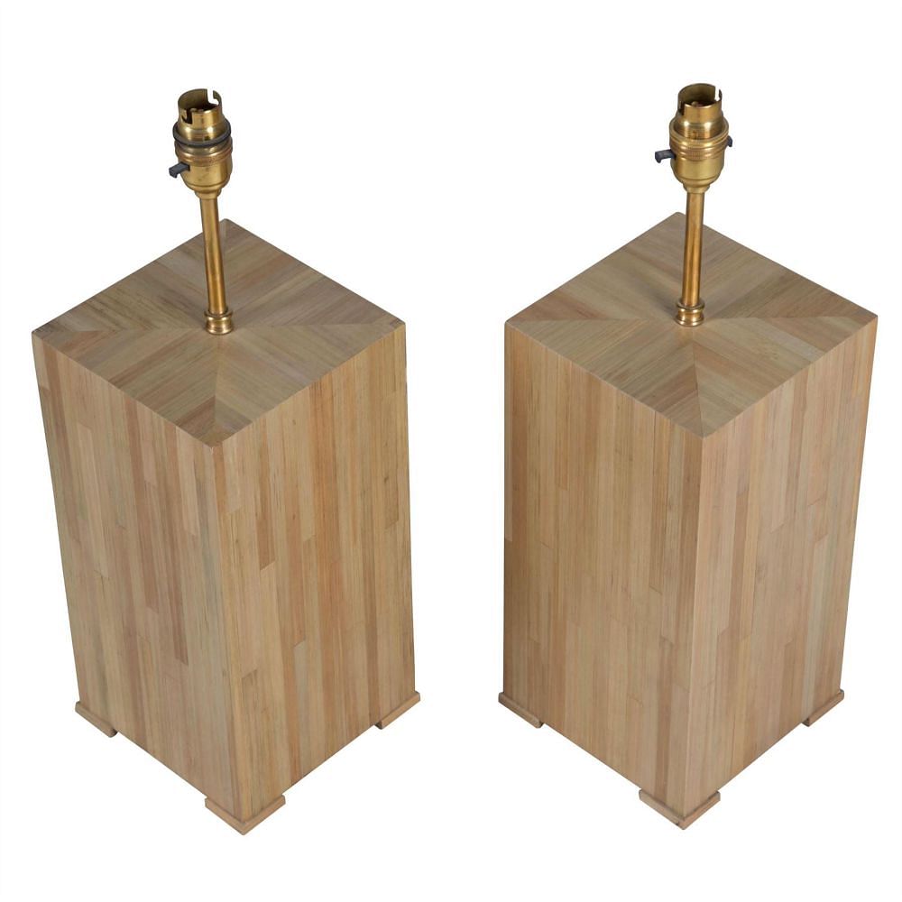 Pair of Straw Marquetry Lamps LT015299