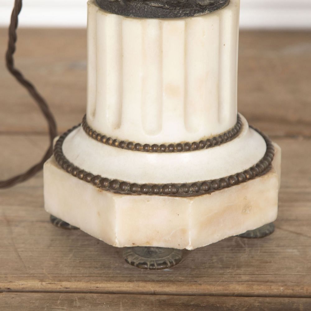 SALE: Pair of 19th Century French Marble and Bronze Cherub Table Lamps LT3730905