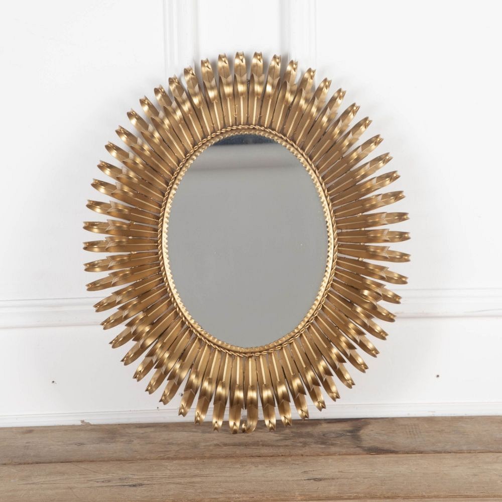 20th Century 'Eyelash' Gilt Metal Sun Mirror MI3432642