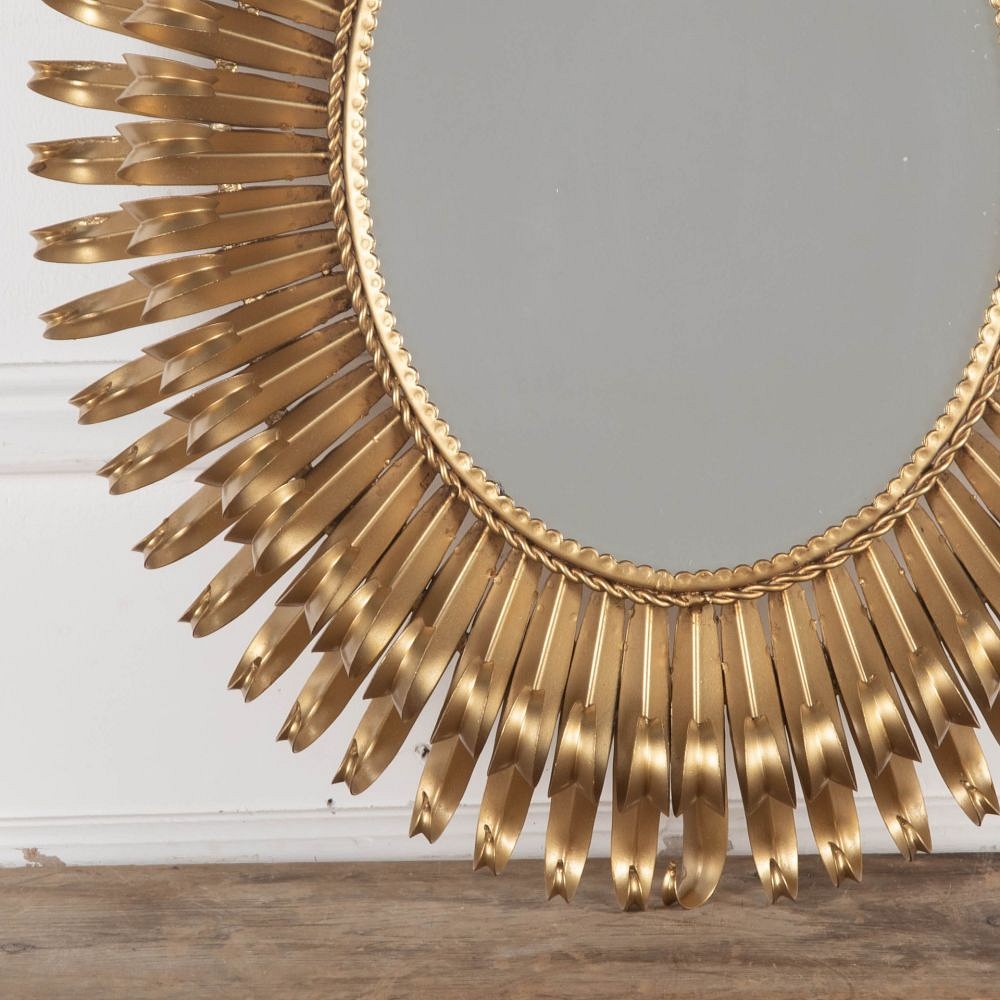 20th Century 'Eyelash' Gilt Metal Sun Mirror MI3432642