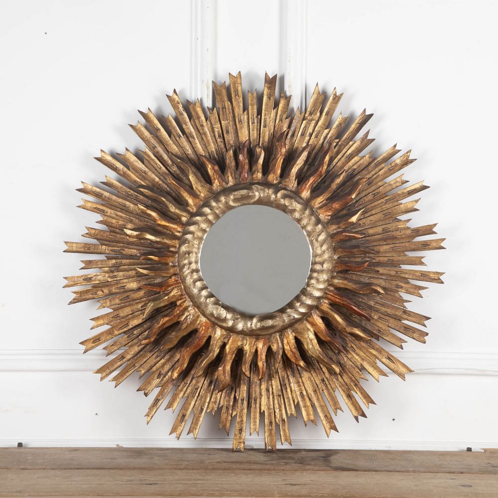 20th Century Spanish Giltwood Sun Mirror MI3432651
