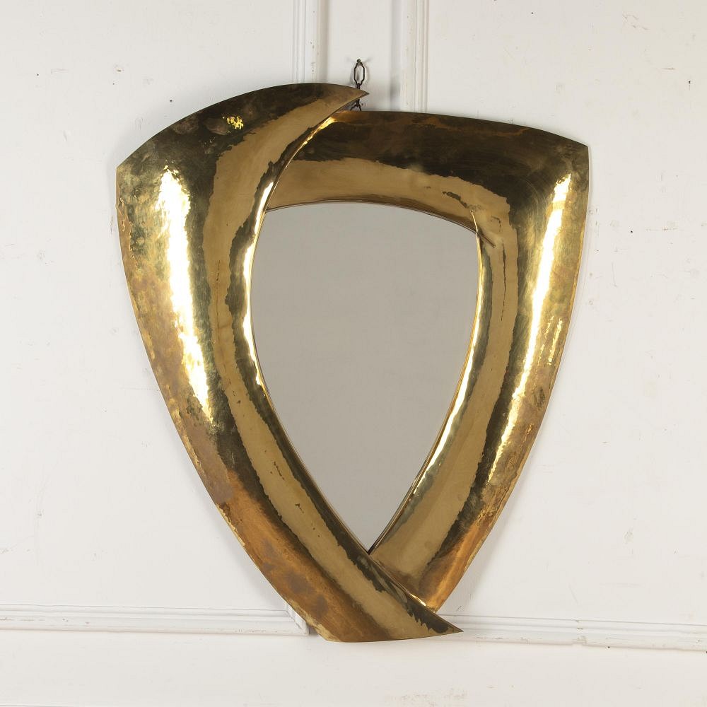 Large Italian Modernist Brass Mirror MI4620293