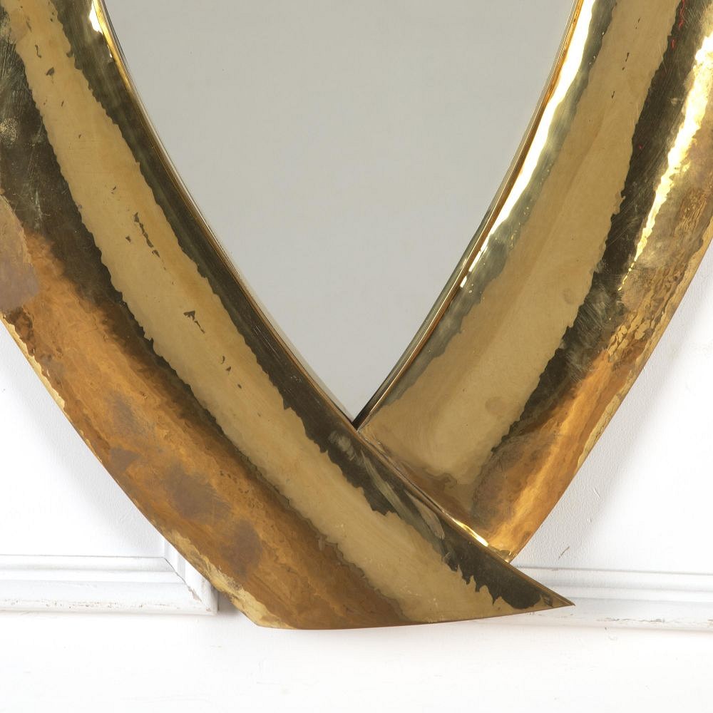 Large Italian Modernist Brass Mirror MI4620293
