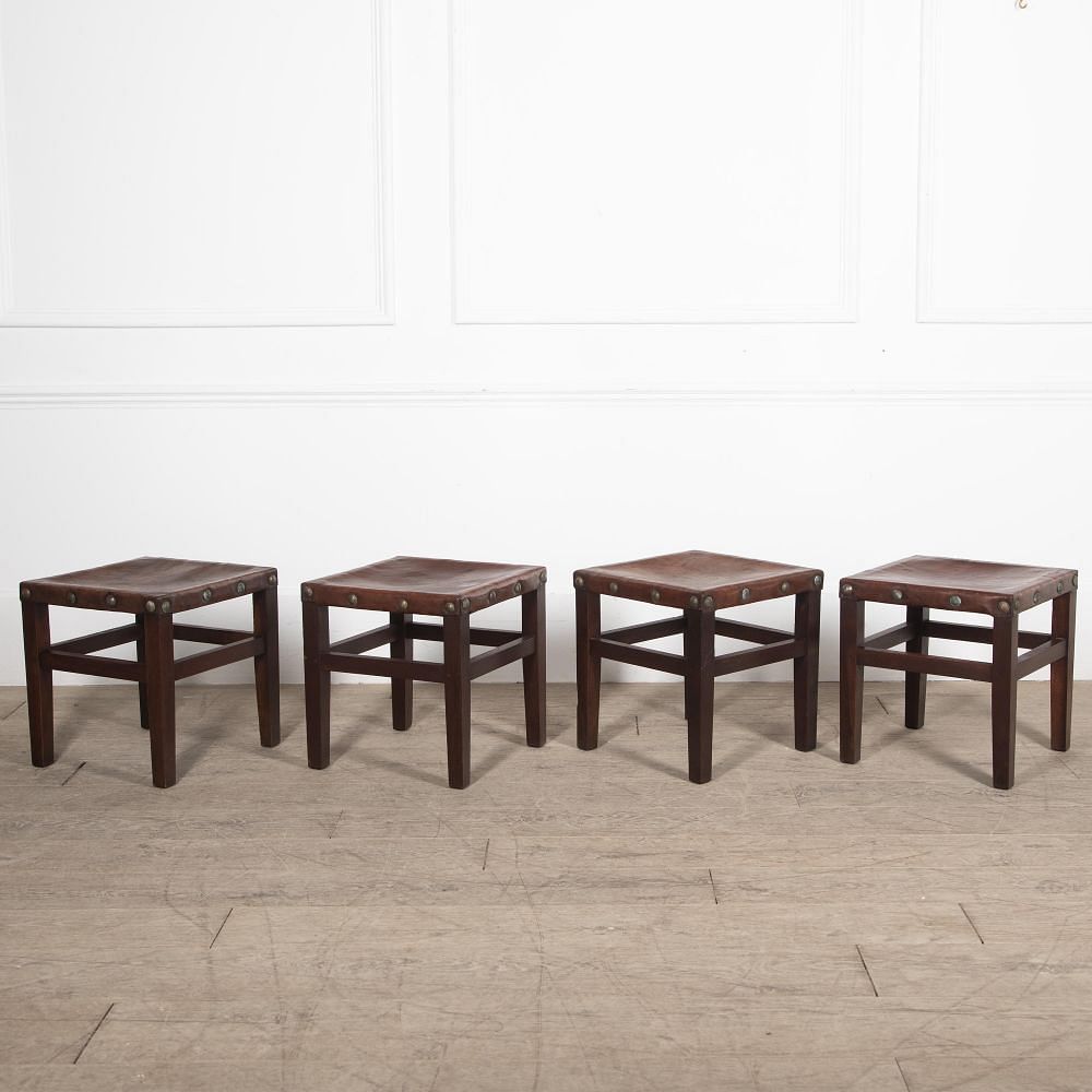 Set of Four 20th Century Spanish Leather Stools ST1529954