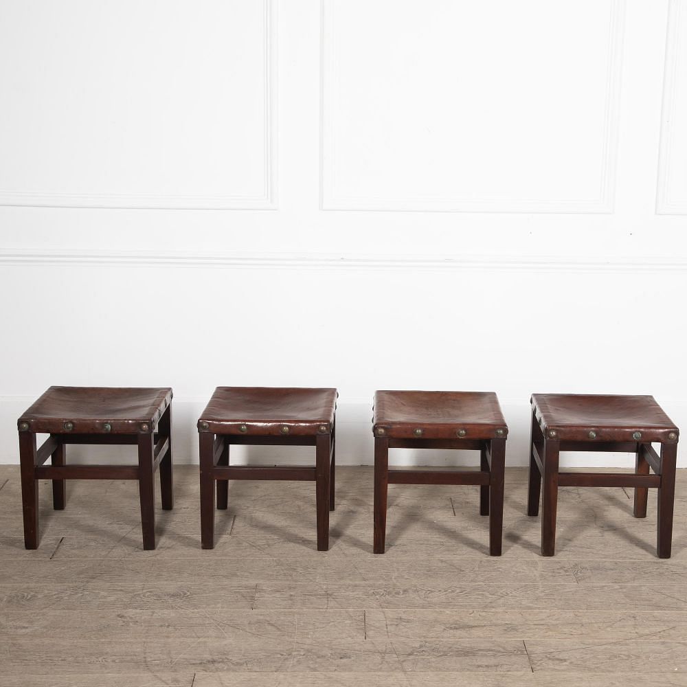 Set of Four 20th Century Spanish Leather Stools ST1529954