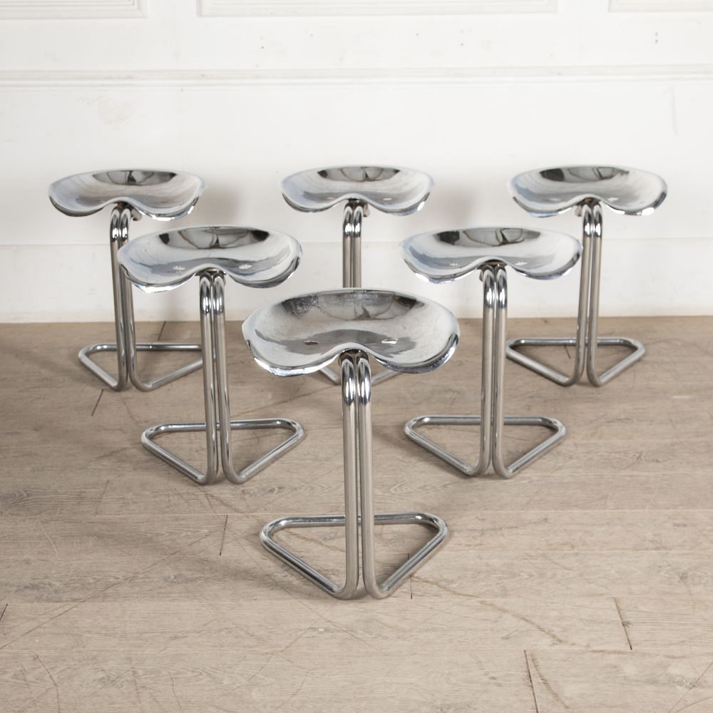 Set of Six Chrome Tractor Seat Stools by Rodney Kinsman ST9927807