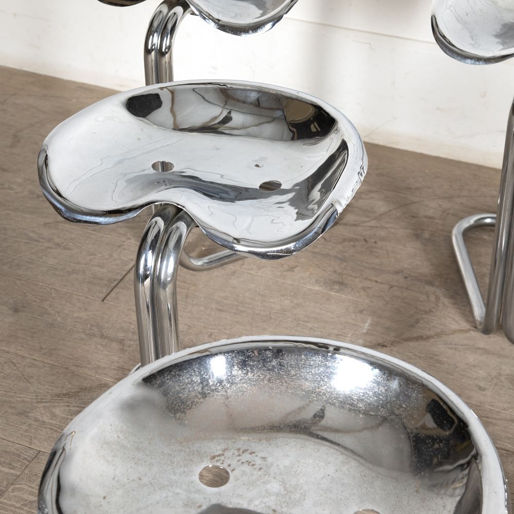 Set of Six Chrome Tractor Seat Stools by Rodney Kinsman ST9927807