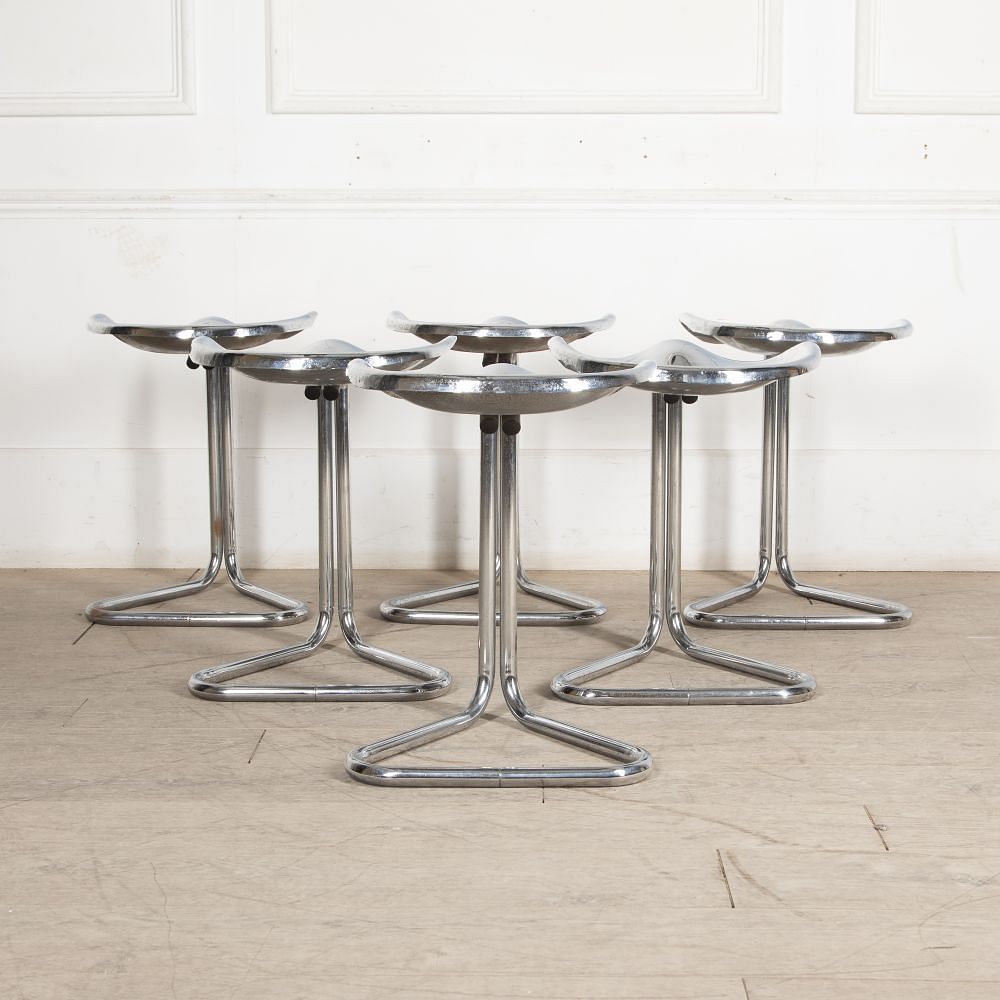 Set of Six Chrome Tractor Seat Stools by Rodney Kinsman ST9927807