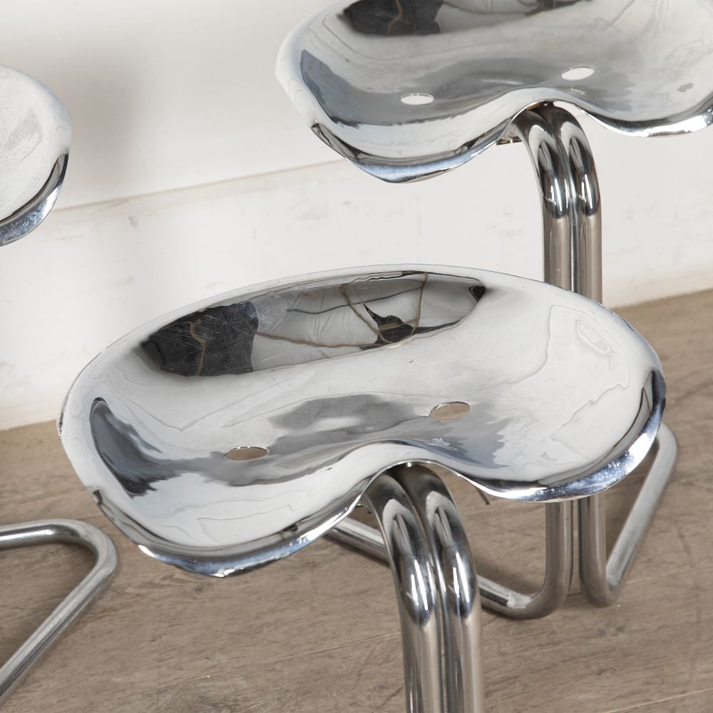 Set of Six Chrome Tractor Seat Stools by Rodney Kinsman ST9927807