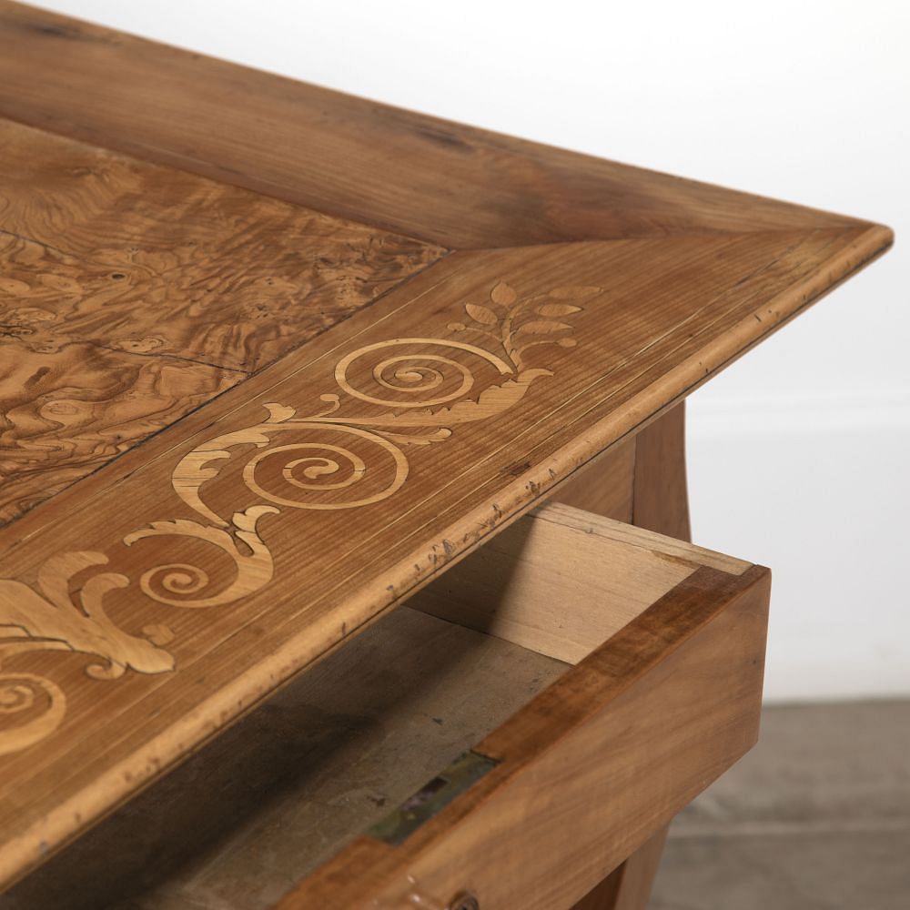 19th Century French Cherry Wood Inlaid Side Table TC5221947