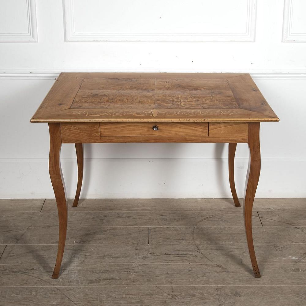 19th Century French Cherry Wood Inlaid Side Table TC5221947