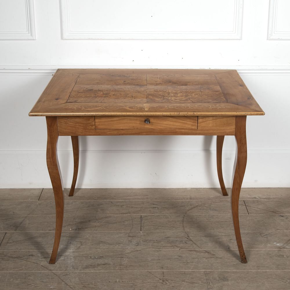 19th Century French Cherry Wood Inlaid Side Table TC5221947
