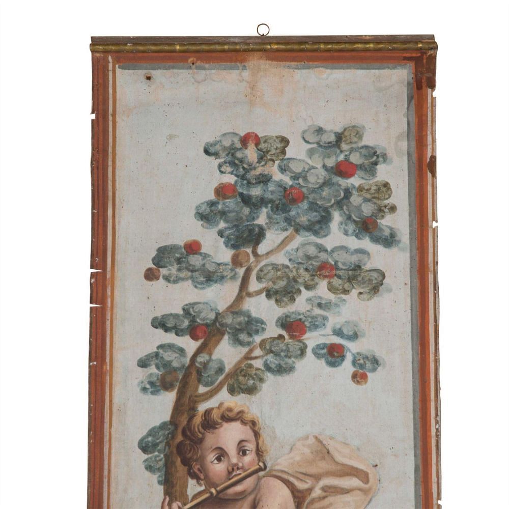 Large 19th Century French Oil on Panel Painting of a Cherub WD1557286