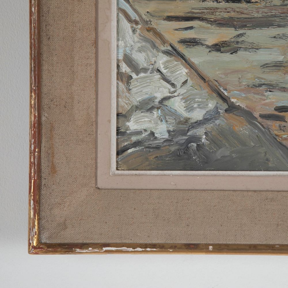 20th Century French Oil on Board Painting of Boat on a Beach WD4812727
