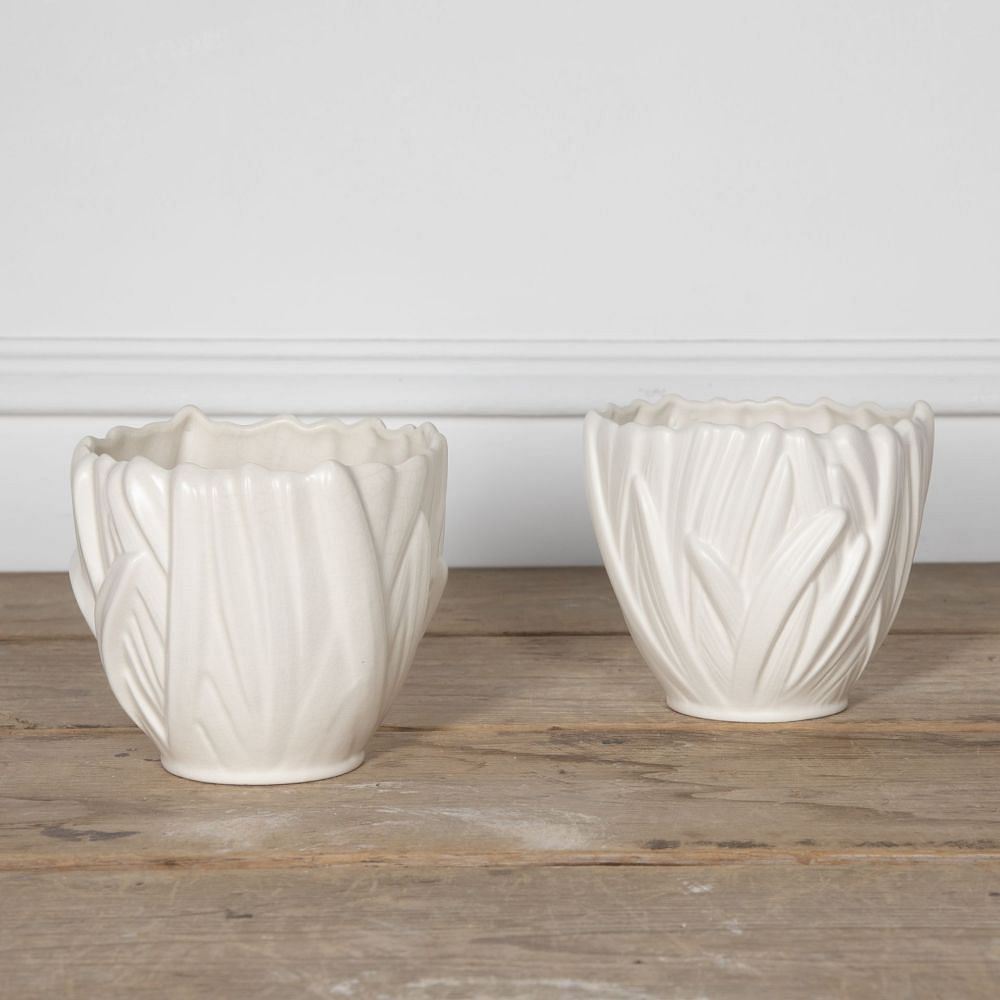 20th Century English White Glazed Flower Vases WD7231488