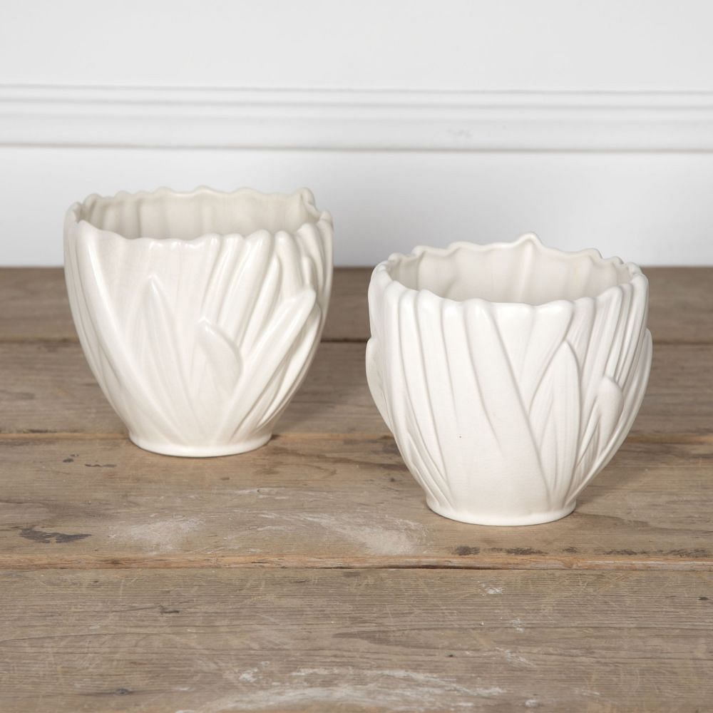 20th Century English White Glazed Flower Vases WD7231488