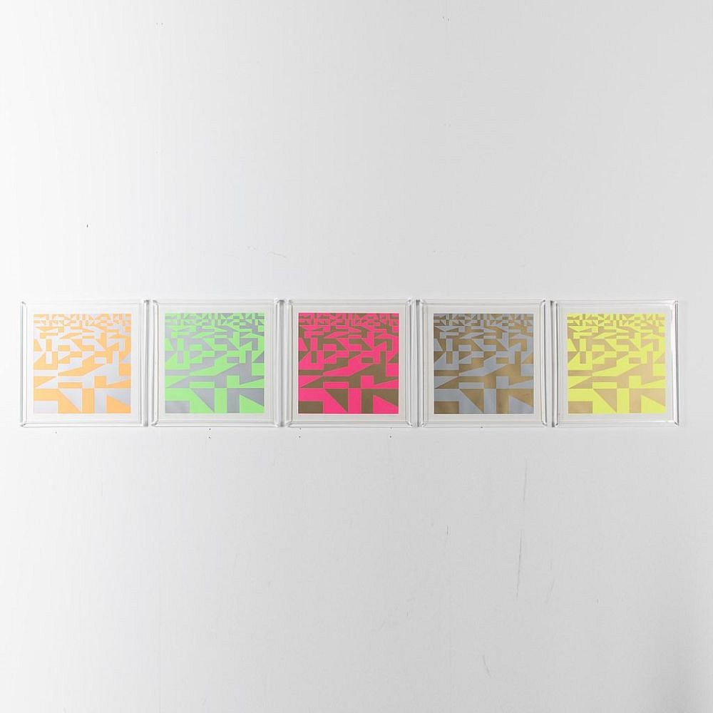 Set of Five 20th Century Italian Op Art Screen Prints WD7629950