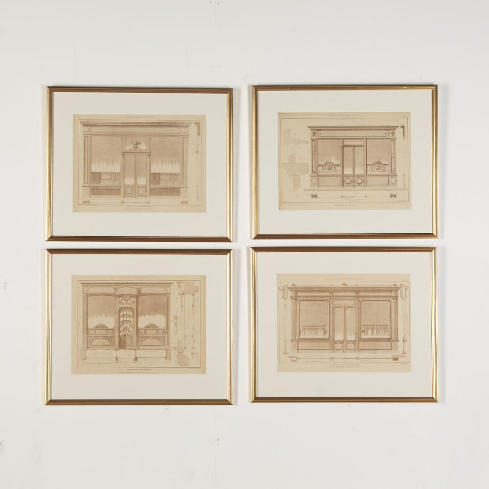 Set of Four French Architectural Engravings of Shopfronts WD8019925