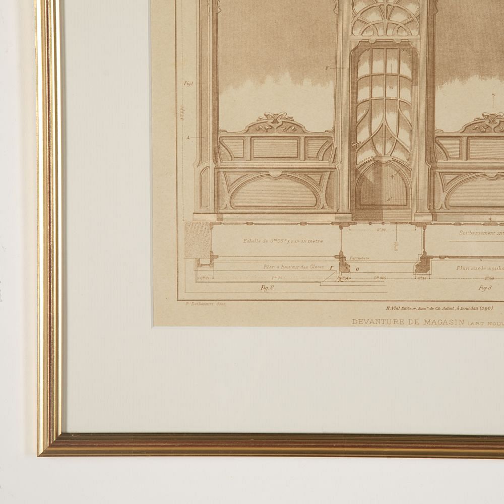 Set of Four French Architectural Engravings of Shopfronts WD8019925